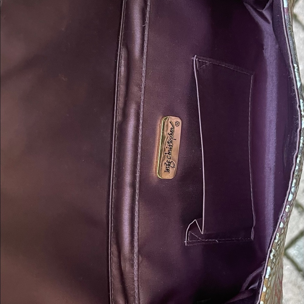 Inge Christopher Mauve Snake-Embossed Clutch Hand… - image 7